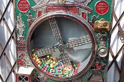 1920s Mutoscope Old Mill Wind Mill 1c Coin Op Gumball Candy Vending Machine