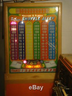 1951 Vintage Bowling Machine Wks SEE VIDEO Shuffle ALLEY Arcade Glass United ABC