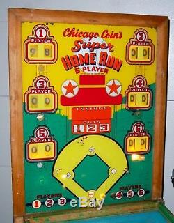 1954 Chicago Coin Super Home Run 6-Plyr P&B Baseball Machine with3 BLEACHER LEVELS