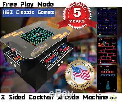 3 Sided Cocktail Arcade Machine With 1000+ Games, Ms Pac-Man, Commercial Grade