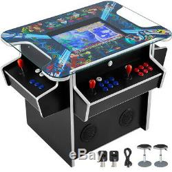 4 Player Cocktail Arcade Machine With 2475 Games 3 Sided With Stools Video Game