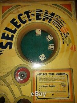 Antique Select'Em dice game coin machine, trade simulator 1933, slot machine