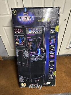 Arcade1UP TRON Arcade Machine with Lit Marquee Deck Protector Wifi Stool and Riser