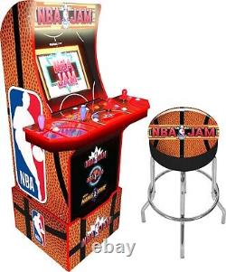 Arcade1Up NBA Jam Tournament Edition Arcade Cabinet Machine with Riser & Stool