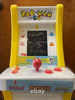 Arcade1Up Pac-Man Jr. 3 Games Arcade Machine with Stool White&Yellow NEW
