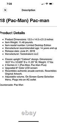 Arcade1Up Pacman Personal Arcade Game Machine PAC-MAN + Pac-Pals Countercade