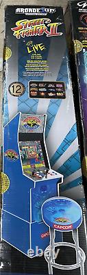 Arcade1Up Street Fighter 2 Champion Edition Big Blue Machine with Stool 12 Games