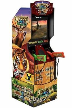 Big Buck World Arcade Shooting Game Machine Arcade1Up Riser & Marquee Retro NEW
