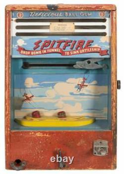 Vintage 1940s Spitfire WWII Airplane Gumball Arcade Game Scientific Machine Co