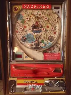 Vintage PACHINKO MACHINE Arcade Game Standing Console Football Theme Pinball