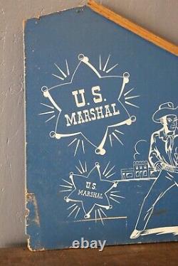 Vintage U. S. Marshall Target Coin Op Machine Arcade Target Game Sign SIDE Only