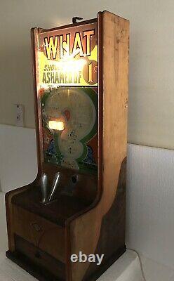 1940 Esco One Cent Fortune Predictions Coin Op Vending Machine Working 28 Tall