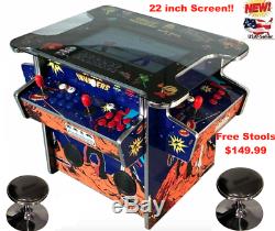 4 Player Cocktail Arcade Machine2475 Jeux Classiques 158lb + 2 Selles Nouveau