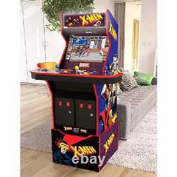 Arcade1UP Machine de jeu vidéo d'arcade X-Men à 4 joueurs avec rehausseur, marquee lumineux, WIFI et tabouret