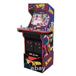 Arcade1UP Machine de jeu vidéo d'arcade X-Men à 4 joueurs avec rehausseur, marquee lumineux, WIFI et tabouret