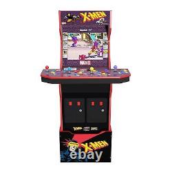 Arcade1UP Machine de jeu vidéo d'arcade X-Men à 4 joueurs avec rehausseur, marquee lumineux, WIFI et tabouret