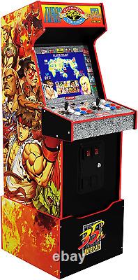 Arcade1Up Machine de jeu d'arcade Street Fighter 2 Legacy avec socle illuminé et enseigne lumineuse.