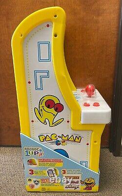 Arcade1Up Pac-Man Jr. 3 Jeux Machine d'arcade avec Tabouret Blanc et Jaune NEUF