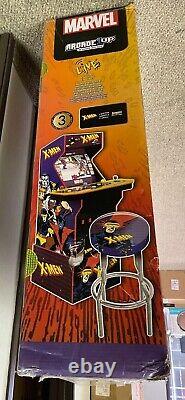 Arcade1up Marvel X-men 4 Joueur 3 Jeux Arcade Machine Avec Tabouret & Riser, Nouveau