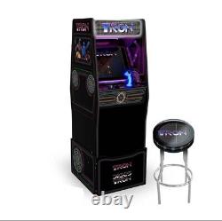 Arcade1up Tron Arcade Machine Avec Lit Marquee Deck Protecteur Wifi Tabouret Et Riser
