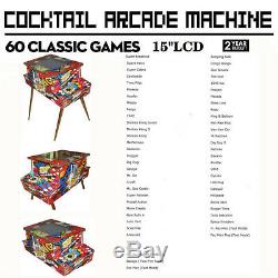 Arcade Cocktail Machine Avec 60 Jeux Classiques Mode Coin Jeu Vidéo Commercial