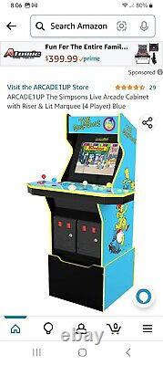 La Simpsons Arcade 1up 4 Player Arcade Machine Avec L'usine De Riser Scellé