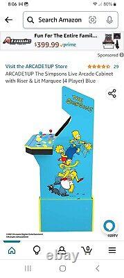 La Simpsons Arcade 1up 4 Player Arcade Machine Avec L'usine De Riser Scellé