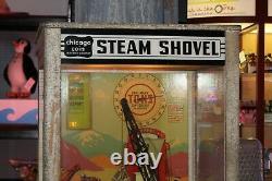 Vintage Steam Shovel Arcade Chicago Co. 10c Coin Op Claw Machine Des Années 1950