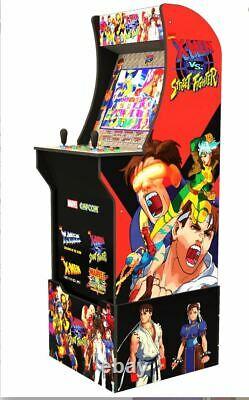 X-men Vs Street Fighter Arcade1up Gaming Cabinet Machine Avec Matching Riser Nouveau